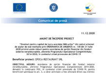 ANUNȚ DE ÎNCEPERE PROIECT