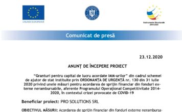 ANUNȚ DE ÎNCEPERE PROIECT
